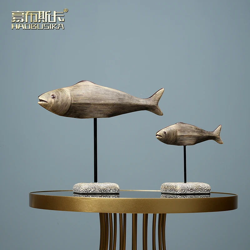 A pair of fish, American style creative decoration, living room, porch decoration, model room, interior soft decoration