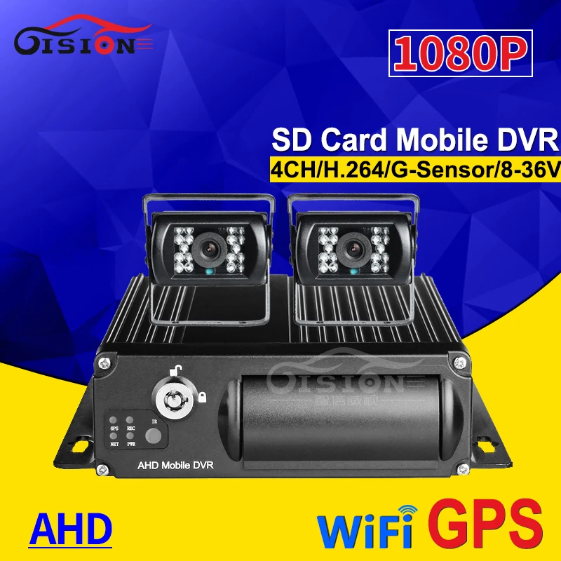 

Wifi GPS 1080P 4CH AHD SD Car Video Recorder I/O Remote Online View Mobile Dvr With 2Pcs Outdoor 3.6MM 4 Pin AHD Cameras
