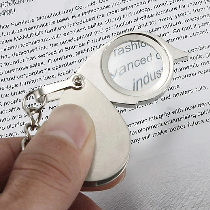 Mini Portable 10X Folding Key Ring Magnifier With Chain Daily Hand Magnifying Glasses Glass Tool Lupa Gift