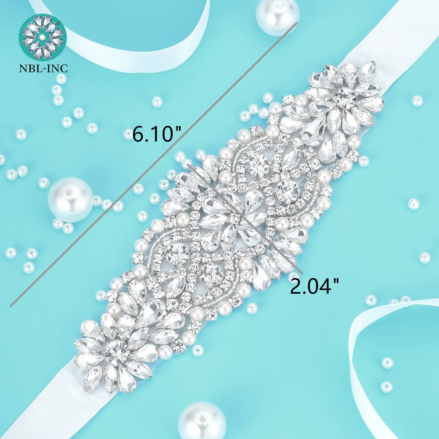 (1PC) Rhinestones Bridal applique belt wedding sash with crystal diamonds for wedding dress WDD1104