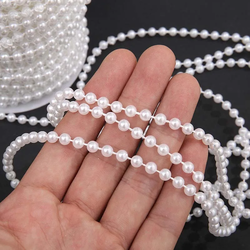 5M/lot 3/4/5/6mm Craft Faux Imitation Pearl Beads Line Chain For DIY Wedding Party Decor Jewelry Findings Craft Accessories