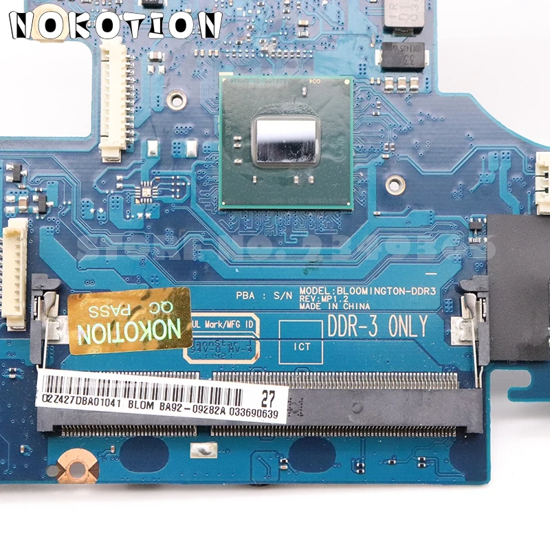 NOKOTION Laptop Motherboard For Samsung N150 N210 Mainboard BA92-07262B BA92-07262A N450 CPU DDR3 full test