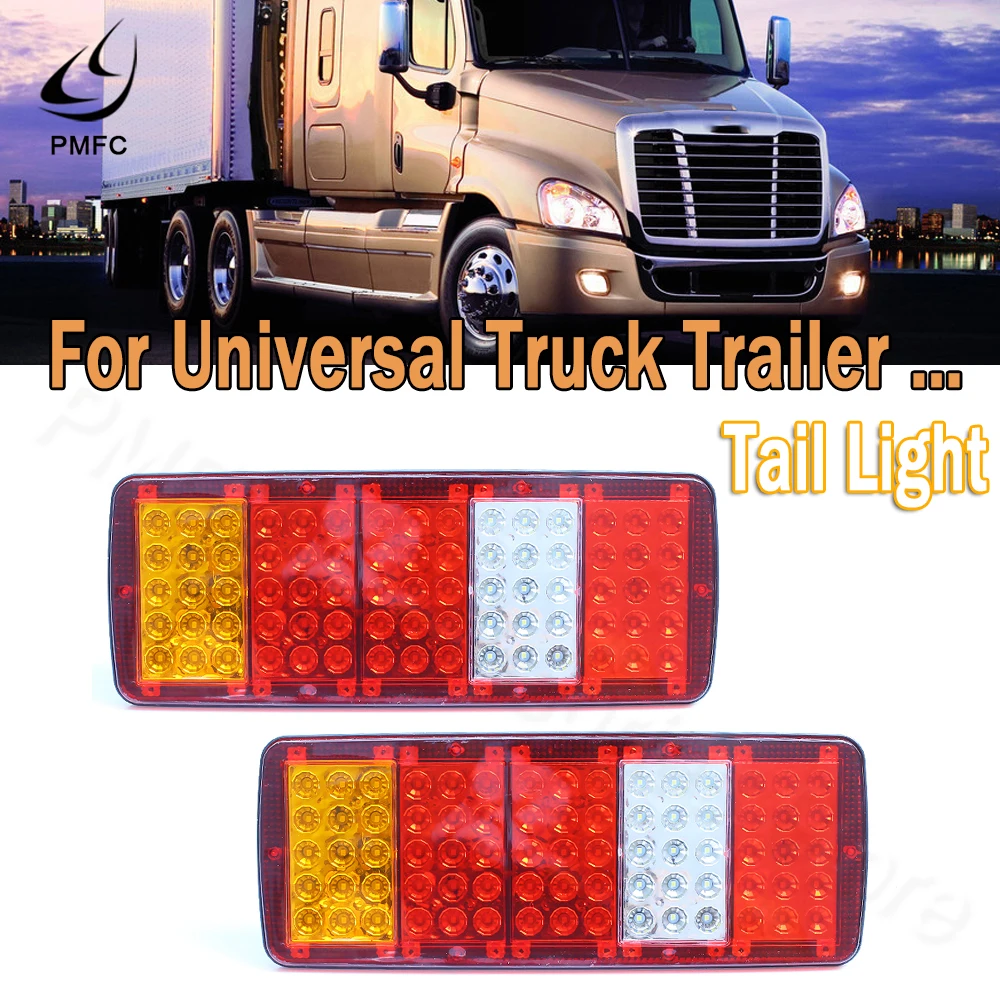 

PMFC 2Pcs Tail Light Universal Left Right 24V For Trailer Red Truck Caravan Rear Brake Stop Lamp Side Indicator Fog light