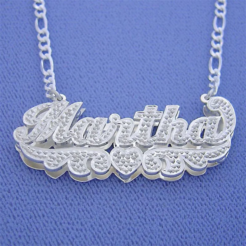 

Double Plated Gothic Nameplate Necklace Custom Name Necklace Women Personalized Customized Necklace Gift