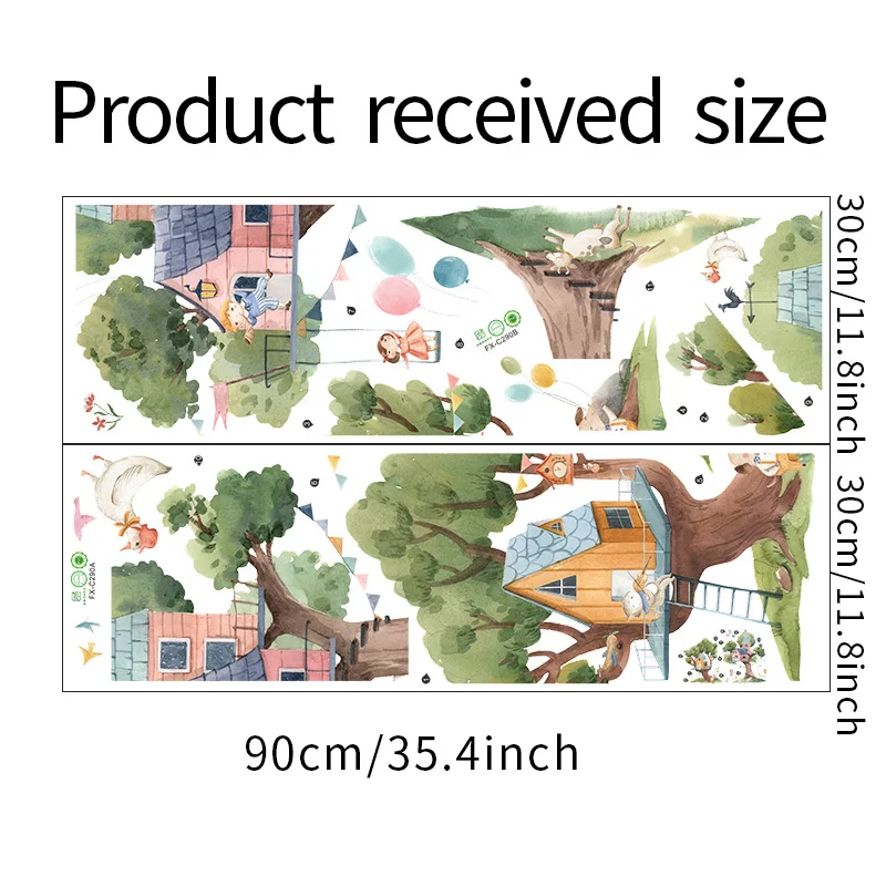 Painted Cartoon Animals Children Trees House Wallpaper Living Room Bedroom Porch Home Decoration Wall Stickers Self-Adhesive image 6