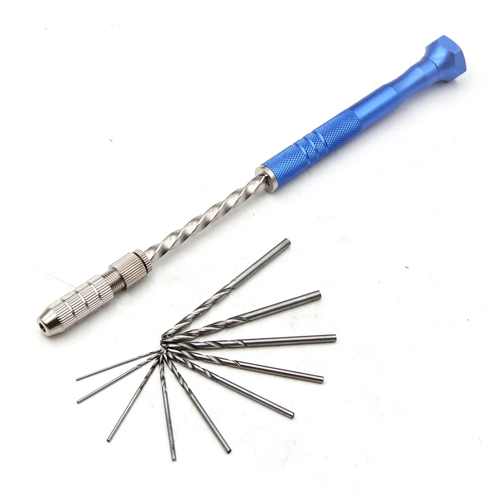 0.5-3mm Blue lengthening semi-automatic hand twist drill set with 10pc Small bit