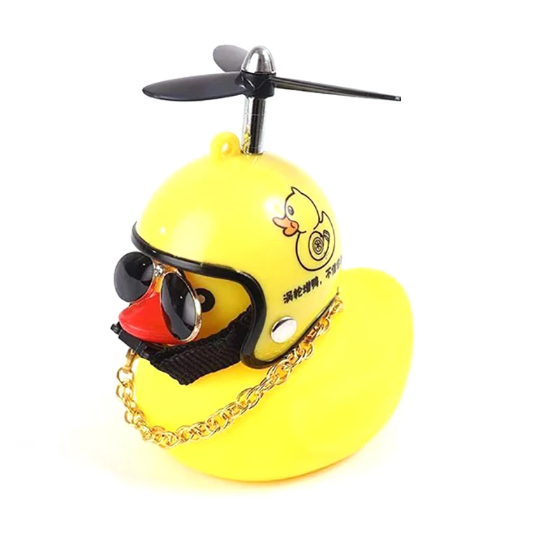 Car Duck With Helmet Super Cool Cycling Bike Duck Bell Auto Goods Gift  Wind Motor Decoration Accessories Without Lights Horn