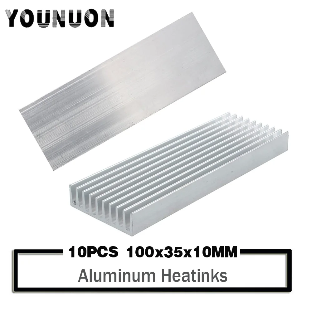 10PCS 100x35x10mm Heatsink Cooling Fin Aluminum Heat Sink for LED, Power IC Transistor, Module PBC 100*35*10mm