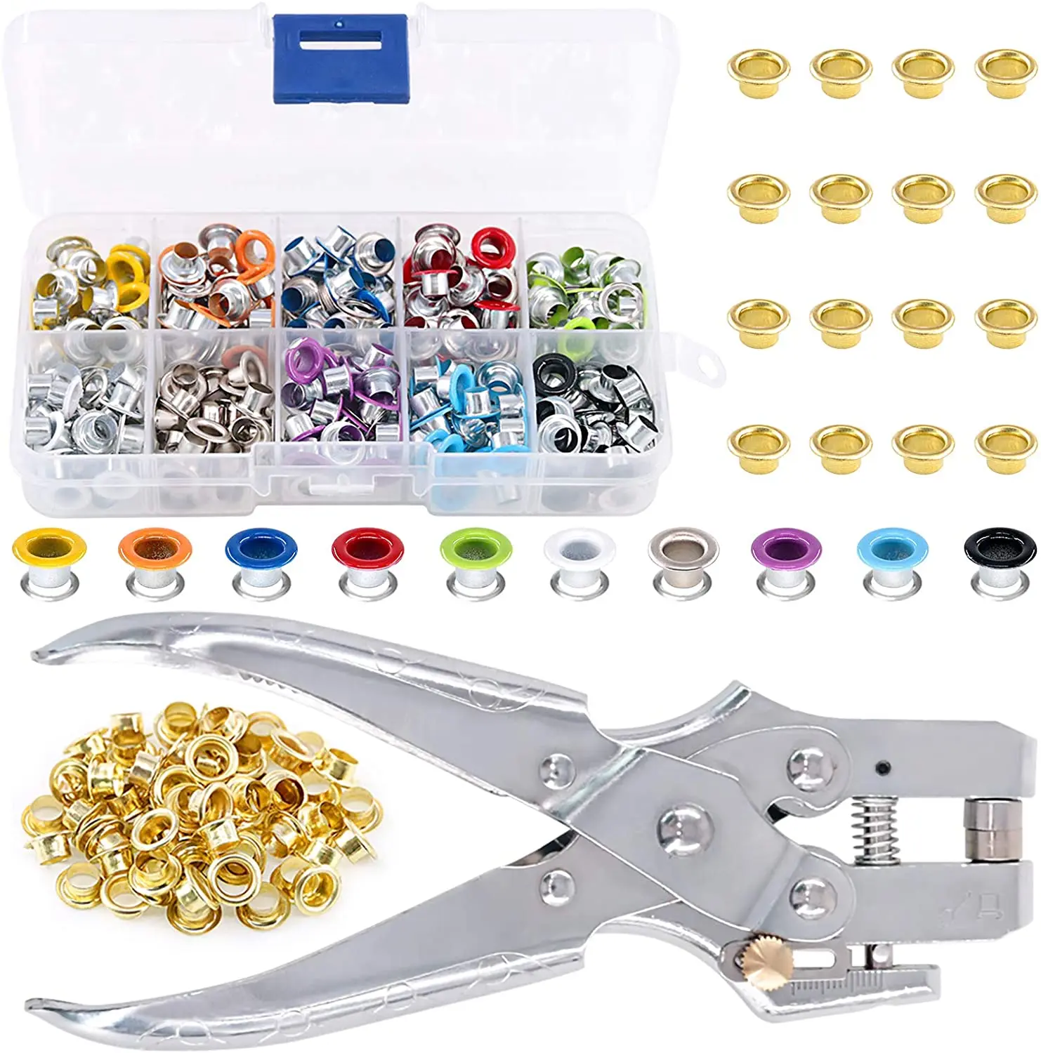 400 sztuk 10 kolory 5mm metalowe przelotki zestaw metalowe oczka zestawy oczka przelotki zestawy dla materiał ze skóry pas ubrania
