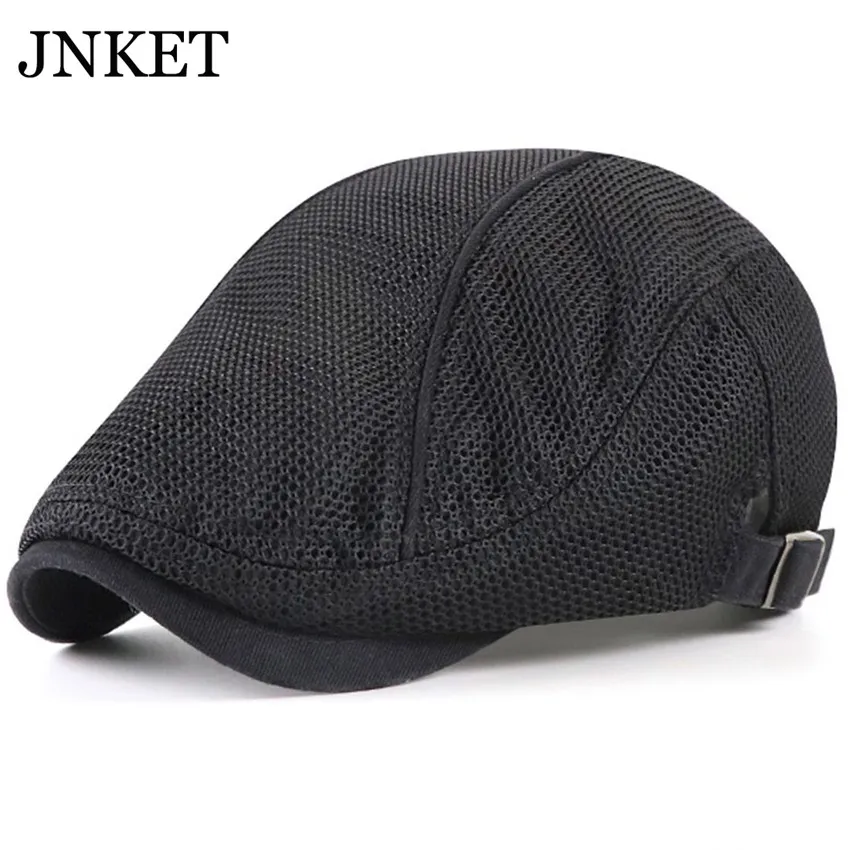 JNKET New Men's Breathable Flat Cap Casual Duckbill Cap Summer Mesh Hat Adjustable Size