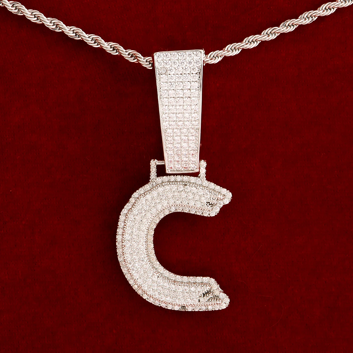 Iced Out Initial Single Letter Jewelry Real Gold Color Men Hip Hop Jewelry