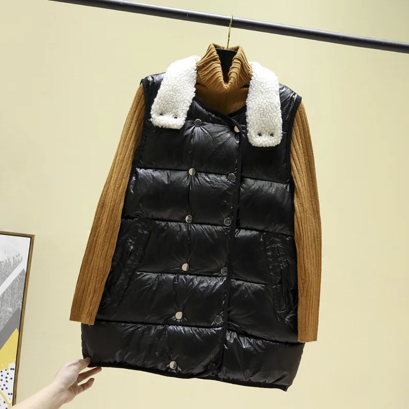 Women's Vest Autumn Winter Coat Women Parka Down Cotton Sleeveless Jacket Outerwear Vests of Women Parkas KJ3868