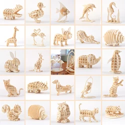 Puzzle 3D en bois, Kits d'assemblage d'animaux, décoration de Table à faire soi-même, sûr et Non toxique, facile à poinçonner, cadeau pour enfants