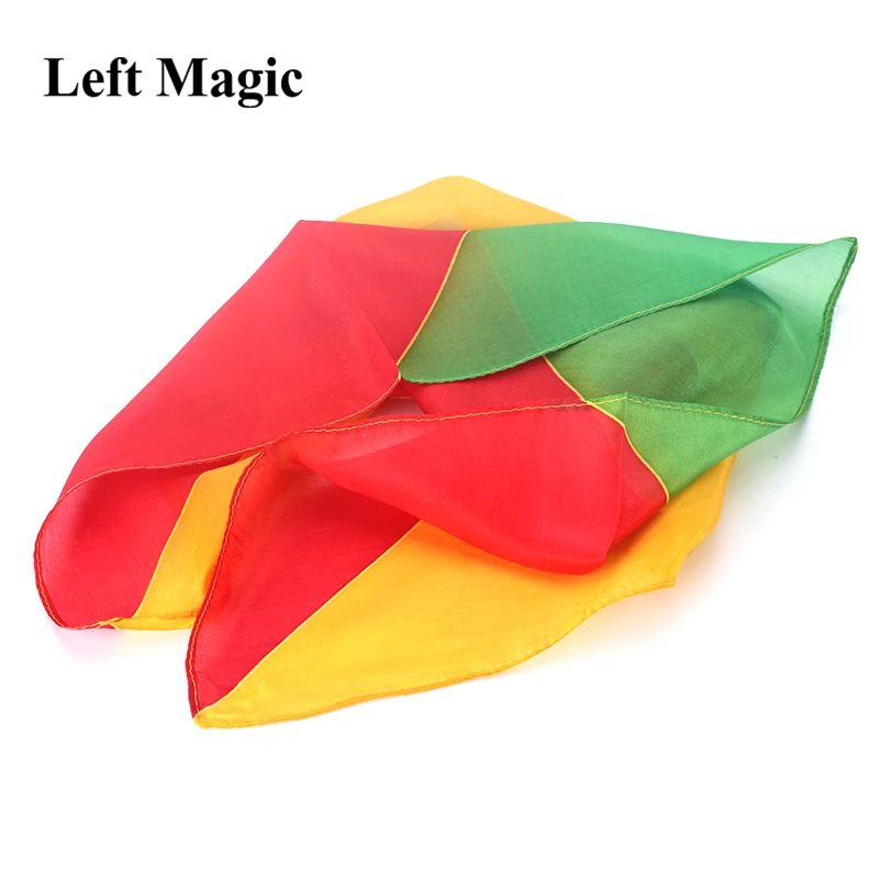 Four-Color Rainbow Stripes Scarf  Magic Tricks 45X45cm / 90X90mm Silk Cane Magic Stage Magic Tricks Fun Accessories Illusions