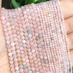 Natural Faceted Colorful Morganite Gem Beads Loose Stone Beads for Jewelry Making DIY Bracelet Earrings Accessories 15'' 2 3mm