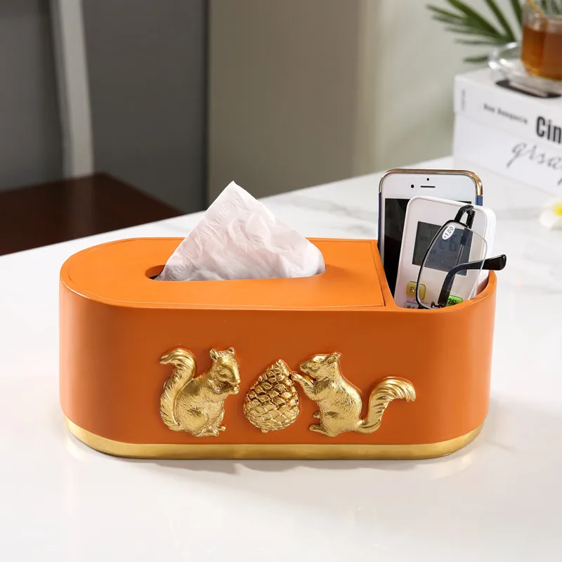 Tissue Box Desktop Organizer Durable Multifunctional Remote Paper Pencil Rack Office Home Resin Creative Squirrel Storage Boxs