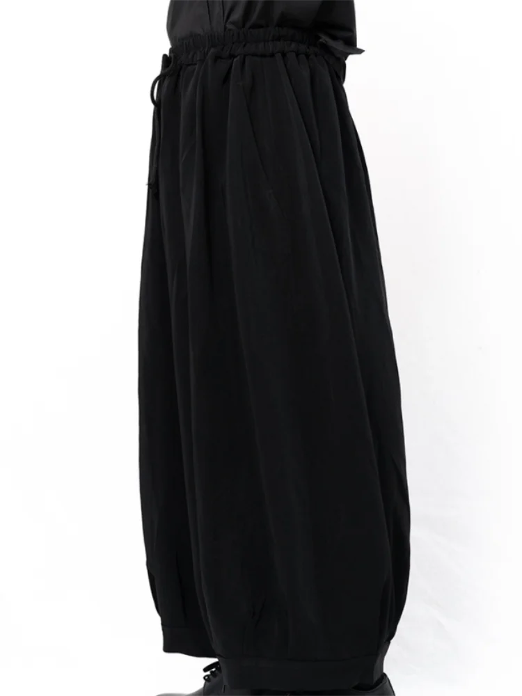 Men's new pure color casual pants, wide-leg pants, culottes, bulky and super loose dark neck pants