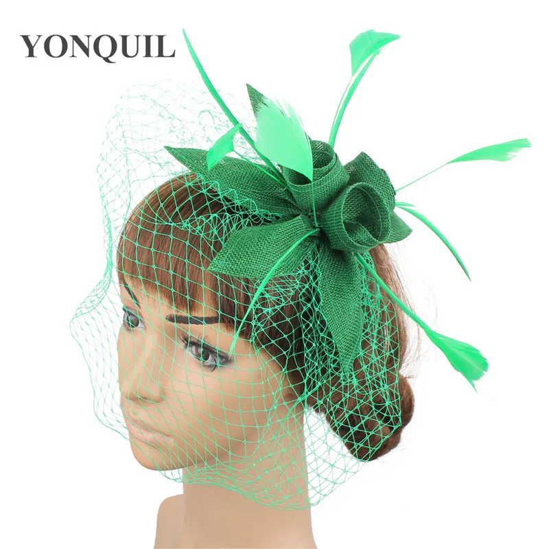 Hochzeit Imitation Sinamay Damen Hüte Haar Fascinator Headwear Cocktail Für Frauen Attraktive Verschleierung Haar Zubehör Dame Partei