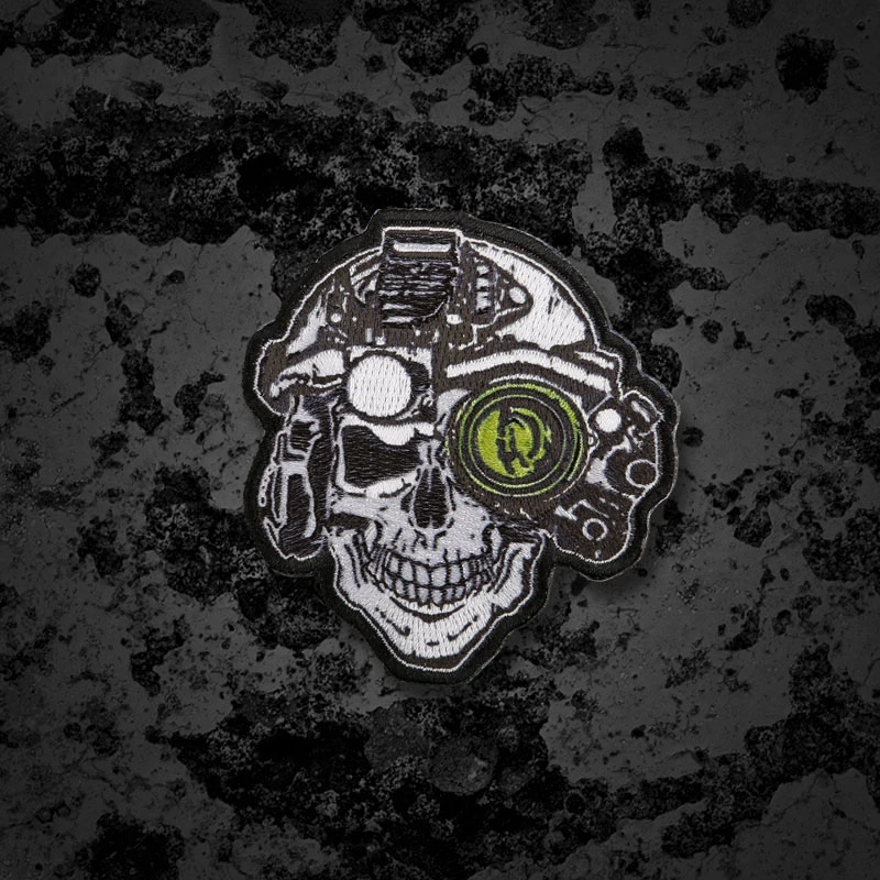 Skull Night Vision Device Embroidery Patches Tactical Helmet Military Badge for Clothes Backpack Vest Stickers DIY Applique