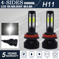 2Pcs Super Bright Mini LED H9 HB3 9005 HB4 9006 H11 H7 H8 4Sides Headllamp100W 20000LM 6000K 12V 8000K Car Headlight Bulbs