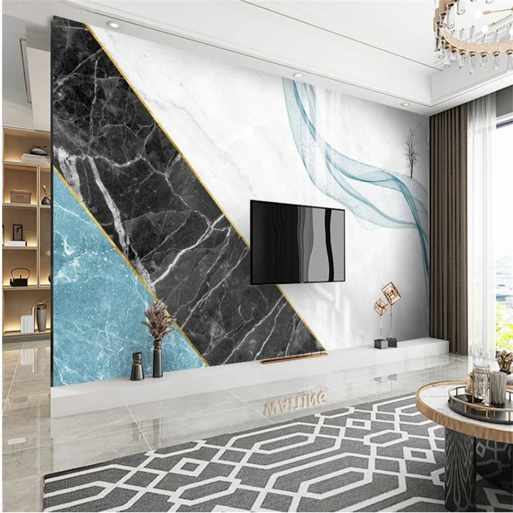 

Modern 3d murals wallpaper for living room minimalist gray geometric marble wallpapers background wall-