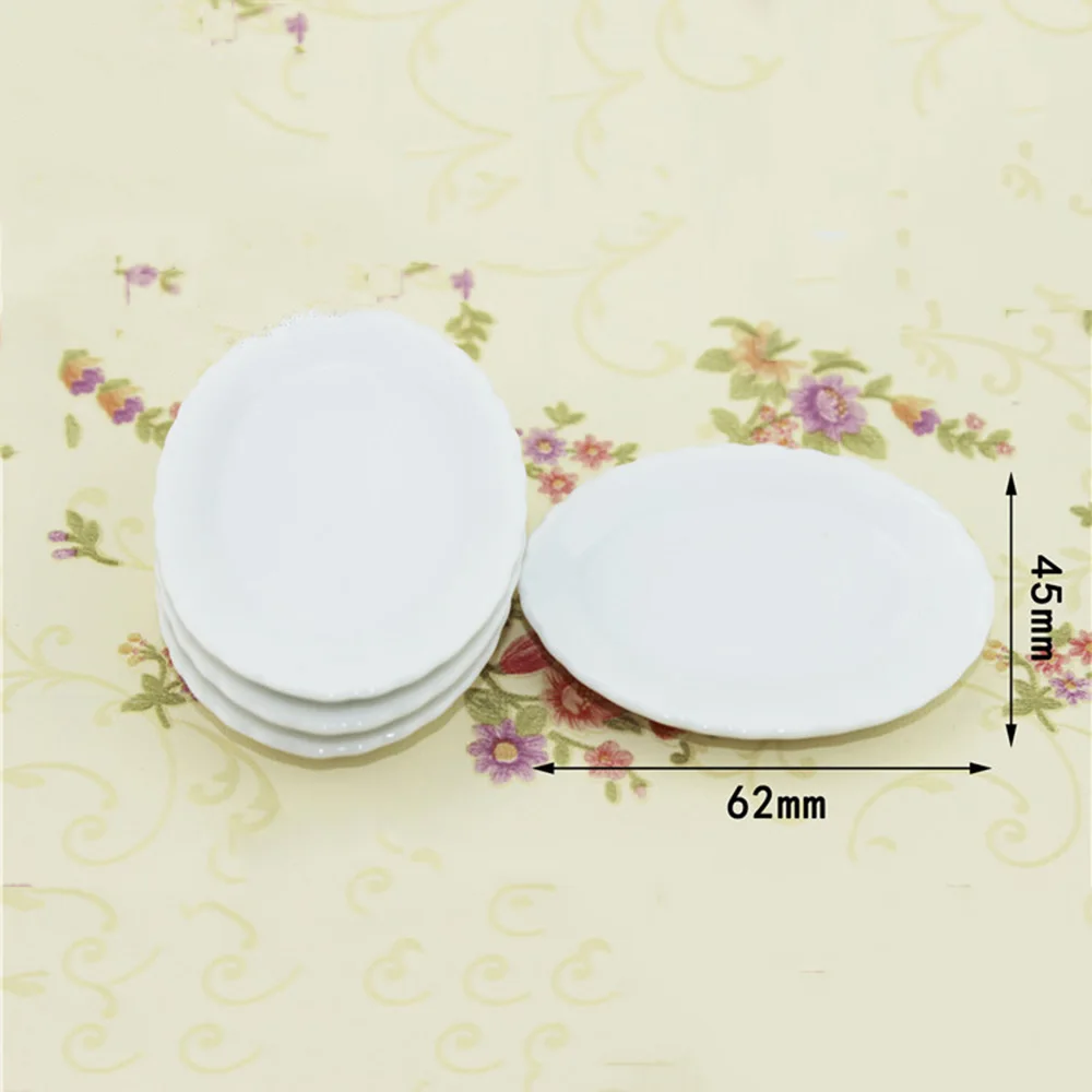 1Pcs 1/12 Dollhouse Miniature Accessories Mini Ceramic Food Plate Simulation  Kitchen Disk Model for Doll House Decoration