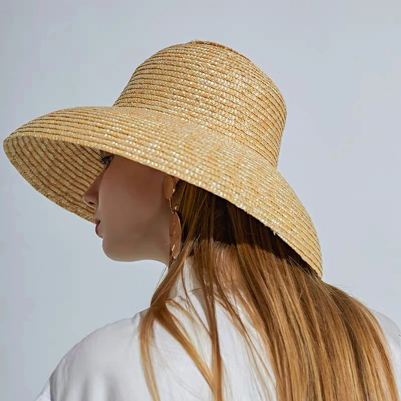 

Vintage French Hepburn Mesh Primary Color Straw Hat Sun Seaside Beach Hat Female Summer Big Sun Cap Handmade High Quality Match