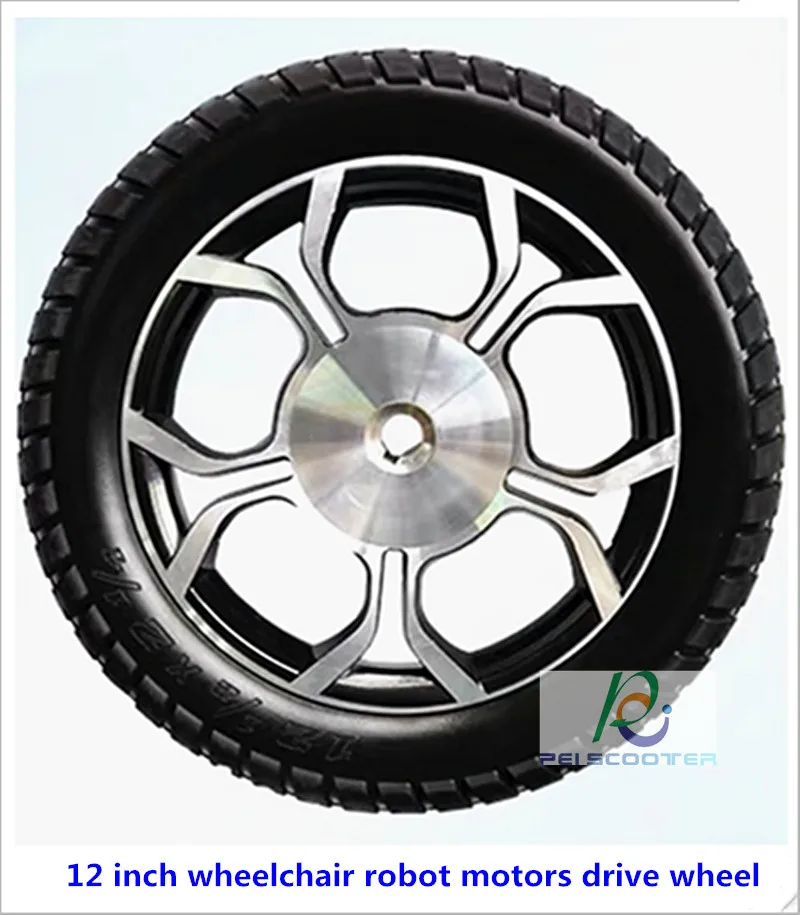 

12inch 12 inch aluminum alloy solid tire hub wheel,motor drive wheel,for wheelchair scooter Lawn machine lawn mower phub-12an