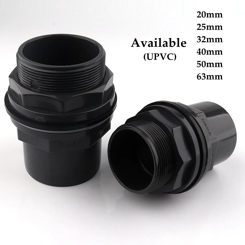 6 Size Avaliable 20~63mm UPVC Pipe Fittings Aquarium Fish Tank Connector Overflow Male Thread Water Supply Accessories Joints