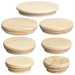 Wood Mason Jar Lid Reusable Canning Caps Various Sizes Bottle Sealing Caps Wide Mouth Cover Wood Lids Kitchen Organization