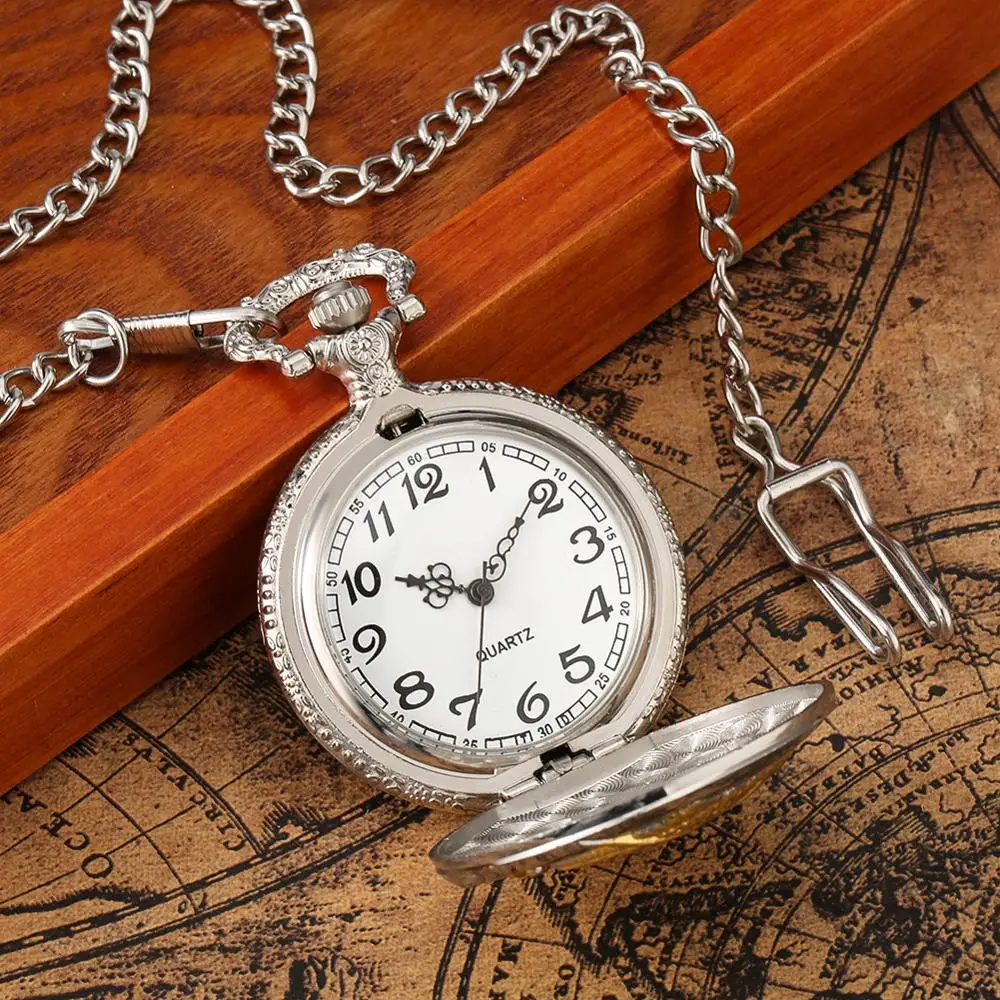 Luxury Fishing Design Quartz Pocket Watch Fob Gold Fish Pendant Clock Full Hunter 30cm Rough Chain Pocket Gifts for Mens reloj