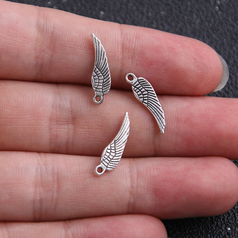 60pcs 5*17mm Mini Angel Wings Charms Vintage Metal Zinc Alloy Fashion Trendy Small Wings Pendant for Jewelry Making