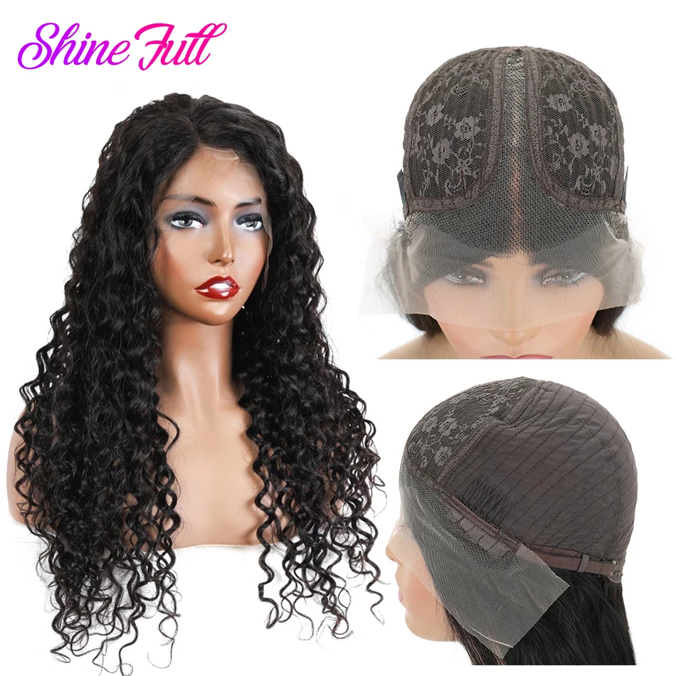 ShineFull Hair 100% Indian Human Hair Weaving Water Wave Hair Extension 8-30 Inches remy hair Natural Black Water Wave Wigs