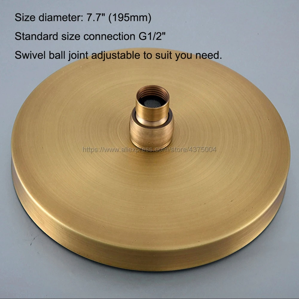 Wall Mounted Antique Brass Finish Round Rain Shower Head Brass Shower Bathroom Accessaraies Nsh240