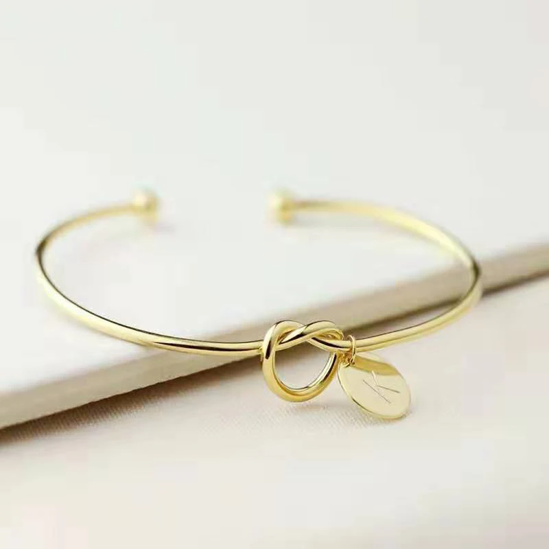Dinglly Hot Golden English Letter Charm Bracelet Bangle For Women Men Lover Friend Name Initials Couple Opening Heart Bracelets