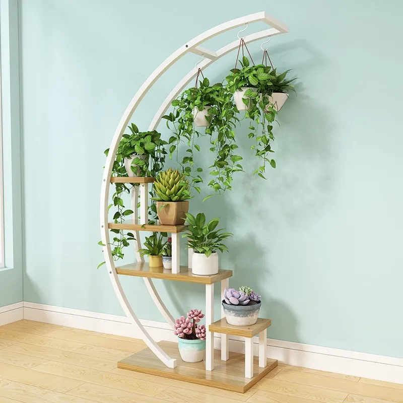 Living room home Half moon type flower stand multi-storey indoor balcony decorative shelf flower pot storage rack mx6241747