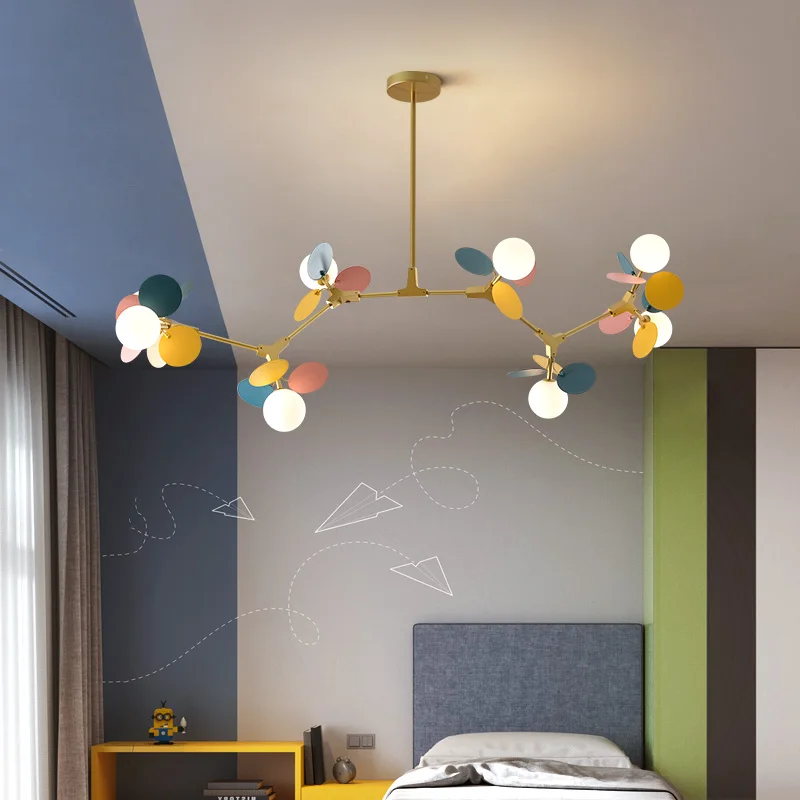 Modern Macron Chandelier Lighting Children Room Living Room Kids Bedroom Decor Hanging Lamp Indoor Colourful Ceiling Luminaries