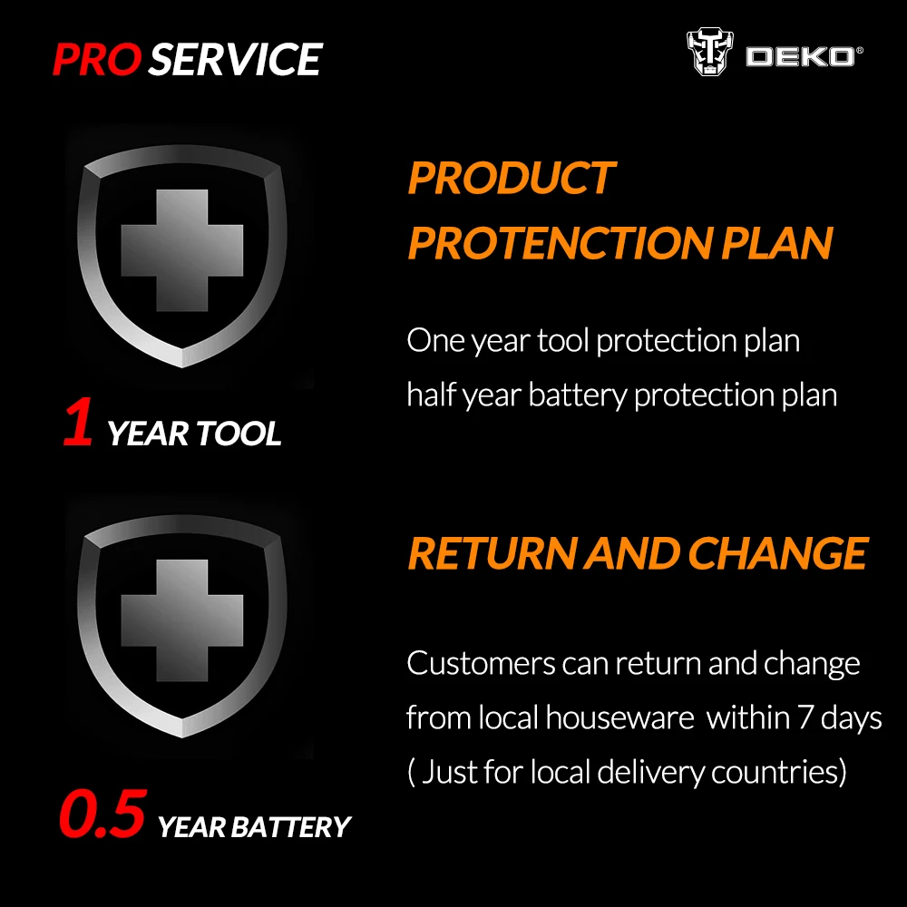 DEKO New 12V 16V 20V Cordless Drill Screwdriver Mini Wireless Power Driver Lithium-Ion Battery LED Light 18+1 Settings