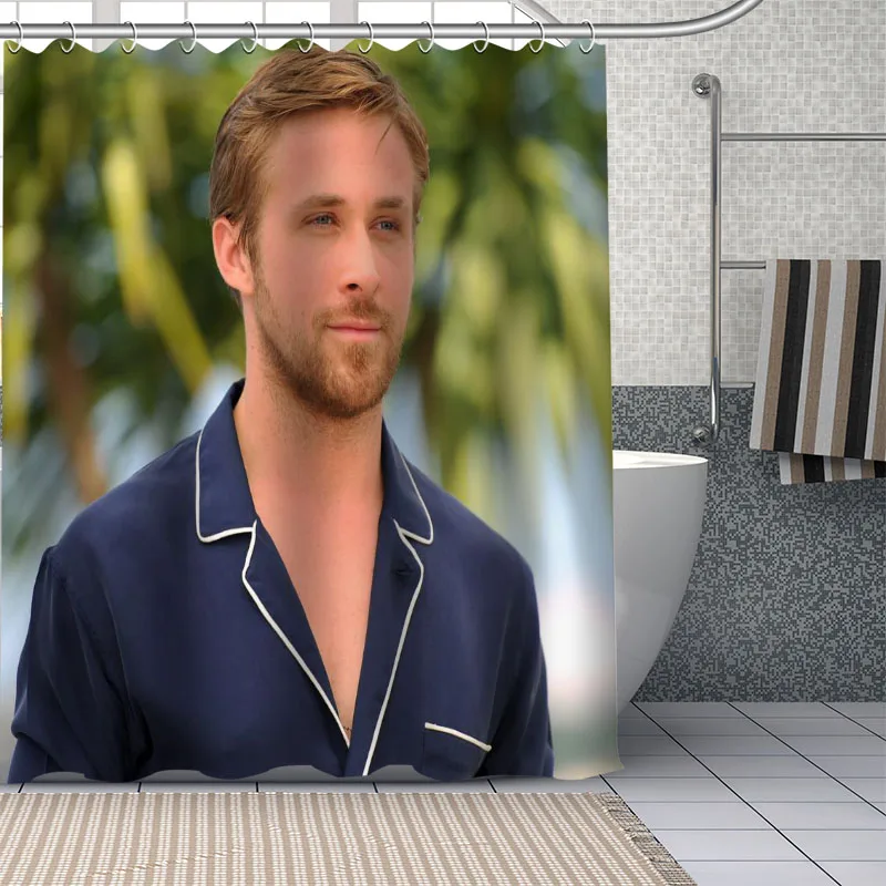 Ryan Gosling Custom Pattern Polyester Bath Curtain Waterproof Shower Curtains Geometric Bath Screen Printed Curtain For Bathroom