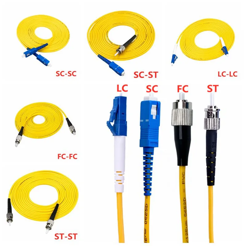 SC to LC SC to LC ST to FC ST to FC Fiber Patch Cord Jumper Cable SM Simplex Single Mode Optic for Network 3m 5m 10m 20m 30m 50m