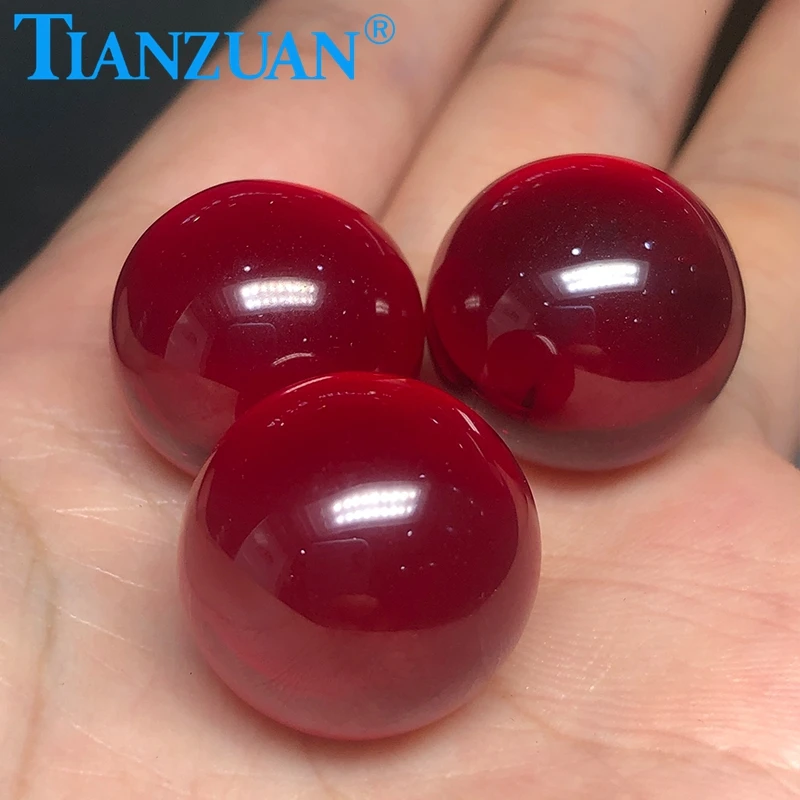 5# Red Color Ball Sphere Shape Artificial Ruby Corundum Stone Beads Loose Stone Without Hole For Jewelry Making DIY Material