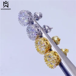 MM orecchini Moissanite tondo classico S925 argento vero diamante ghiacciato orecchini a bottone per donna uomo gioielli di fascia alta Pass Tester