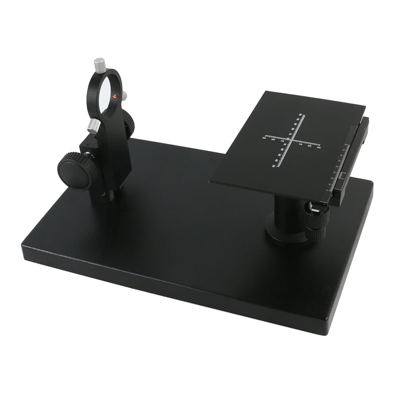 Imagem -04 - Microscópio Horizontal Video Câmera Tabela Stand Titular 50 mm Nível Escala Plate x y Stage Tabela de Carga 180x c Lente de Montagem 144 Led
