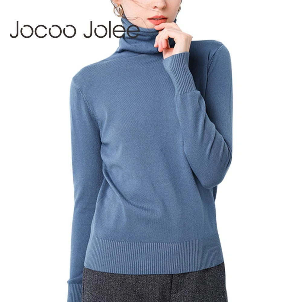 

Women Solid Cotton Soft Bottoming Sweater Casual Flat Knitted Jumper Long Sleeve Elegant Turtleneck Pullover Autumn Knitwear