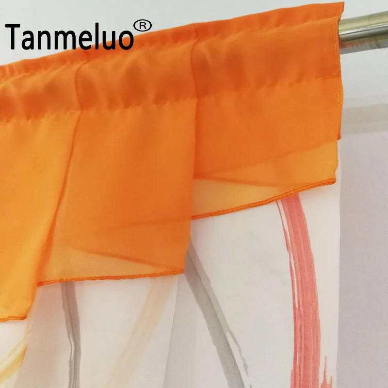 Flying Kitchen Curtains Tulle for Window Balcony Rome Pleated Design Stitching Colors Voile Sheer Drape Short Coffee Shop Decor