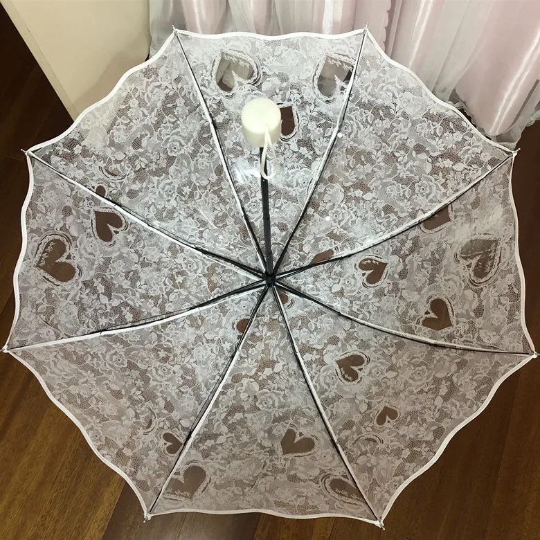 Transparent Umbrella Strong Stand Imitation Lace Fashion Wedding Umbrella Brand Plegable Paraguas Transparente