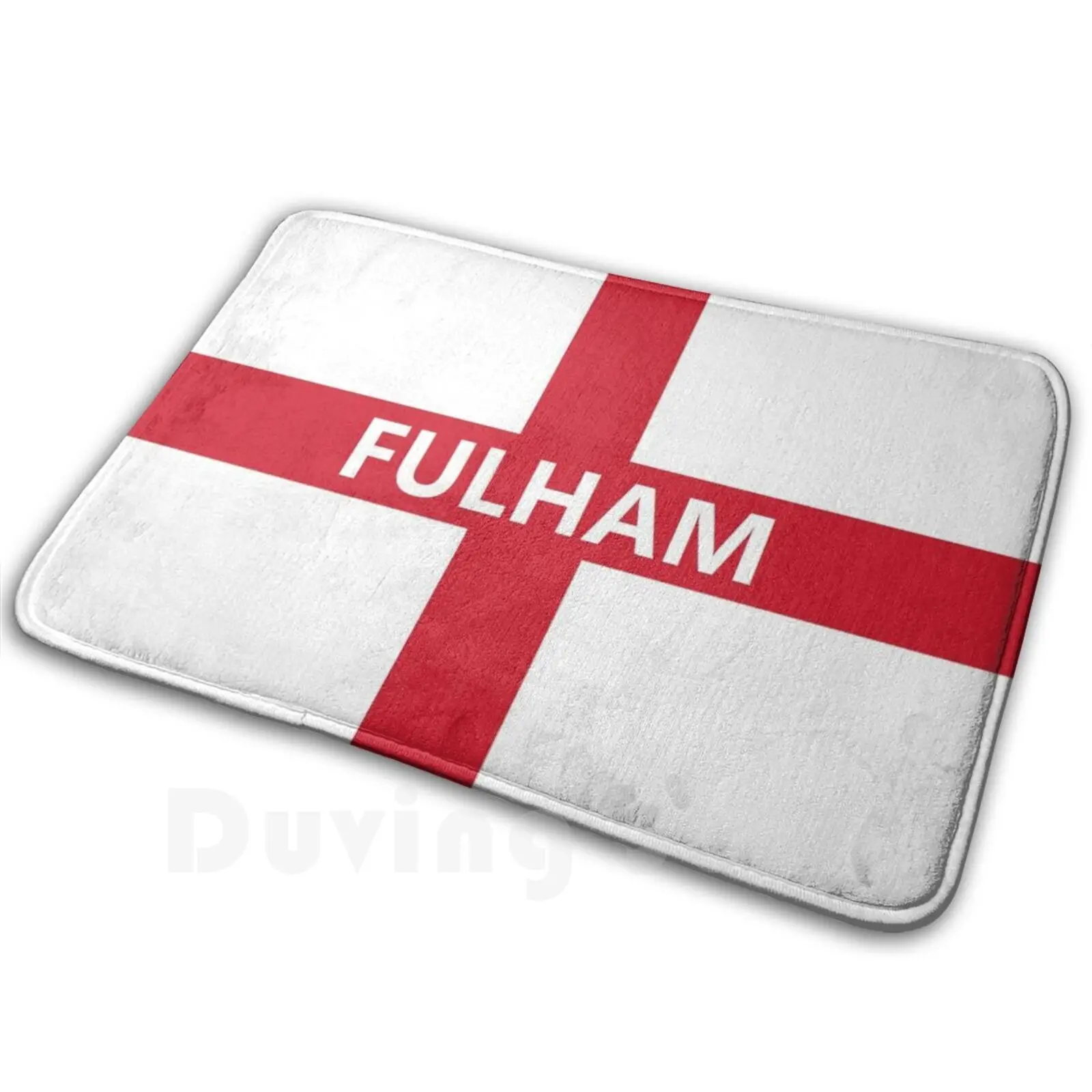 Alfombra con bandera de Fulham y Inglaterra, alfombra, cojín suave, Fulham, Inglaterra, Fulham, bandera de San Jorge, Inglaterra, fútbol