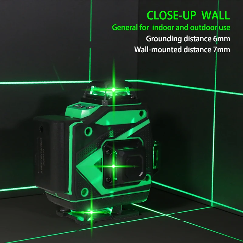 เครื่องปรับระดับเลเซอร์4D เส้น16/12ชุดกดสิวลำแสงสีเขียวกำลังสูงปรับระดับด้วยตนเอง360แนวนอนและแนวตั้ง
