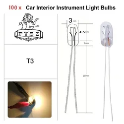 100Pcs T3 12V 14V 0.56W Car Instrument Panel Bulbs High Quality Sound Gear Front Indicator Lights Yellow