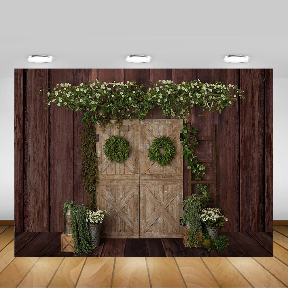 عيد الميلاد الشتاء الأطفال صورة التصوير خلفية الأخضر إكليل الرجعية الباب Backdro الربيع الاطفال عيد ميلاد صور الدعائم